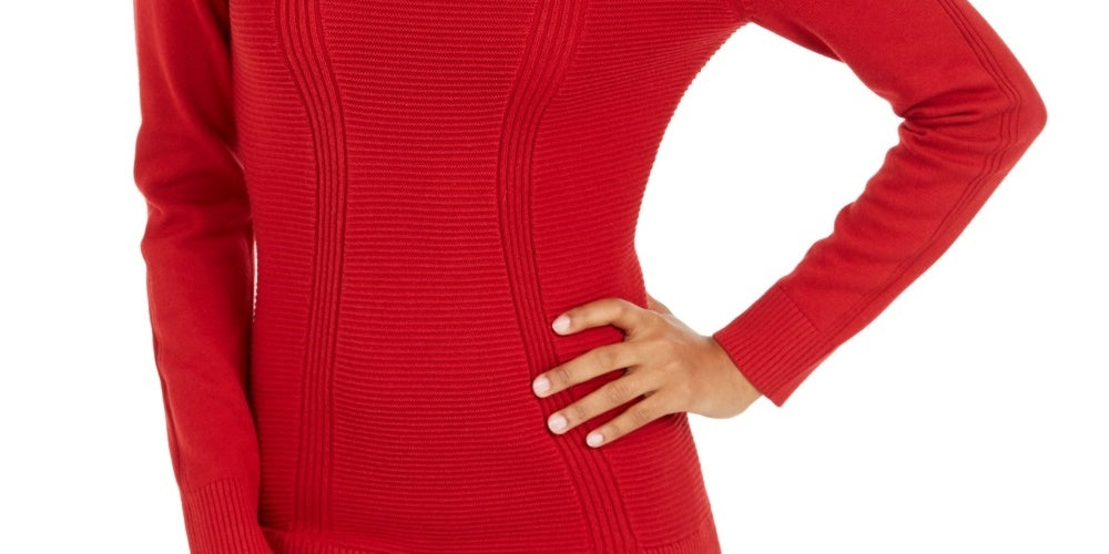 Style & Co Women's Mixed Stitch Sweater Red Size XX-Large