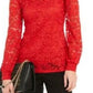 INC International Concepts Women's Lace Blouson Top Dark Red Size Extra Small