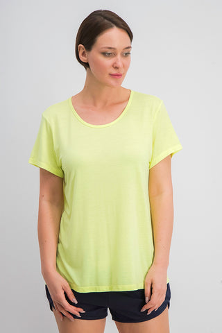 Ideology Women's Mesh-Back T-Shirt Yellow Size X-Small