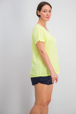 Ideology Women's Mesh-Back T-Shirt Yellow Size X-Small