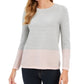 Charter Club Women's Colorblocked Ottoman Sweater Gray Size Lare