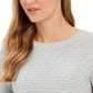 Charter Club Women's Heather Long Sleeve Crew Neck Blouse Top Gray Size Small