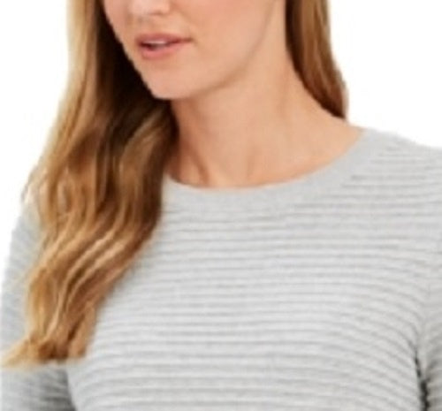 Charter Club Women's Heather Long Sleeve Crew Neck Blouse Top Gray Size Small