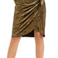INC International Concepts Women's Puff Sleeve Velvet Wrap Dress Gold Size Medium