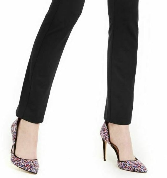 INC International Concepts Women's Chain-Belted Straight-Leg Pants Black Size 8