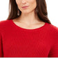 Style & Co Women's Ribbed Drop Shoulder Sweater Red Size X-Large