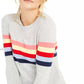 Charter Club Women's Shoulder Button Striped Sweater Grey Size Large