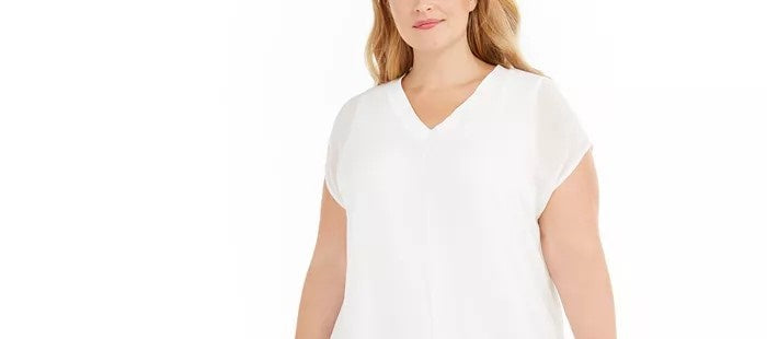 Alfani Women's Split Front Tunic Top White Size 1X