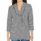 Charter Club Women's Striped 3/4-Sleeve Top Black Size X-Small