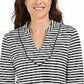 Charter Club Women's Striped 3/4-Sleeve Top Black Size X-Small
