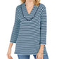Charter Club Women's Striped 3/4 Sleeve Top Navy Size Small