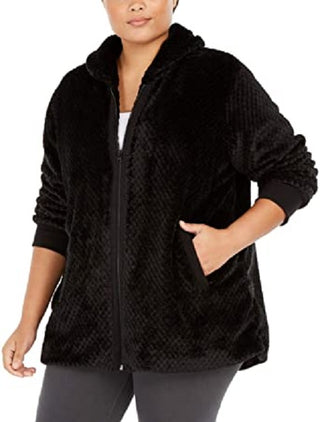 Ideology Women's Plus Size Quilted Sherpa Jacket Black Size 1X