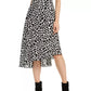 INC International Concepts Women's Spotted Asymmetrical Midi Skirt Black Size 4