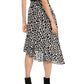 INC International Concepts Women's Spotted Asymmetrical Midi Skirt Black Size 4