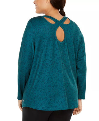 Ideology Women's Plus Size Criss-Cross Workout Top Green Size 2X