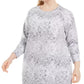 Ideology Women's Plus Size Snakeskin-Print Pocketed Tunic White Size 1X