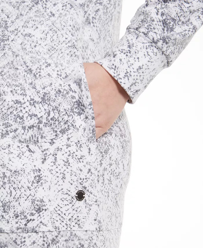 Ideology Women's Plus Size Snakeskin-Print Pocketed Tunic White Size 1X