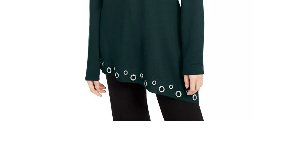 INC International Concepts Women's Grommet-Hem Top Green Size Medium
