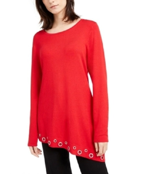 INC International Concepts Women's Solid Grommet Top Dark Red Size Medium