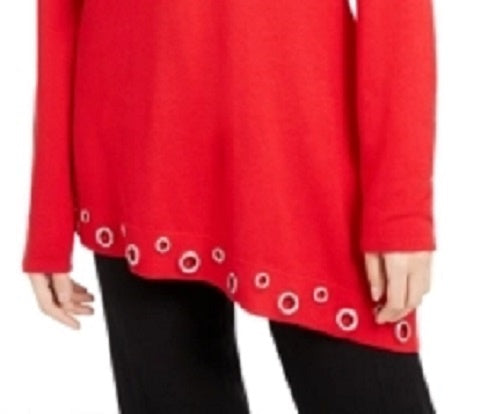 INC International Concepts Women's Solid Grommet Top Dark Red Size Medium