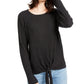 INC International Concepts Women's Ribbed Knotted Sweater Gray Size Small