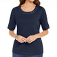 Karen Scott Women's Cotton Ring Top Blue Size Small
