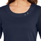Karen Scott Women's Cotton Ring Top Blue Size Small