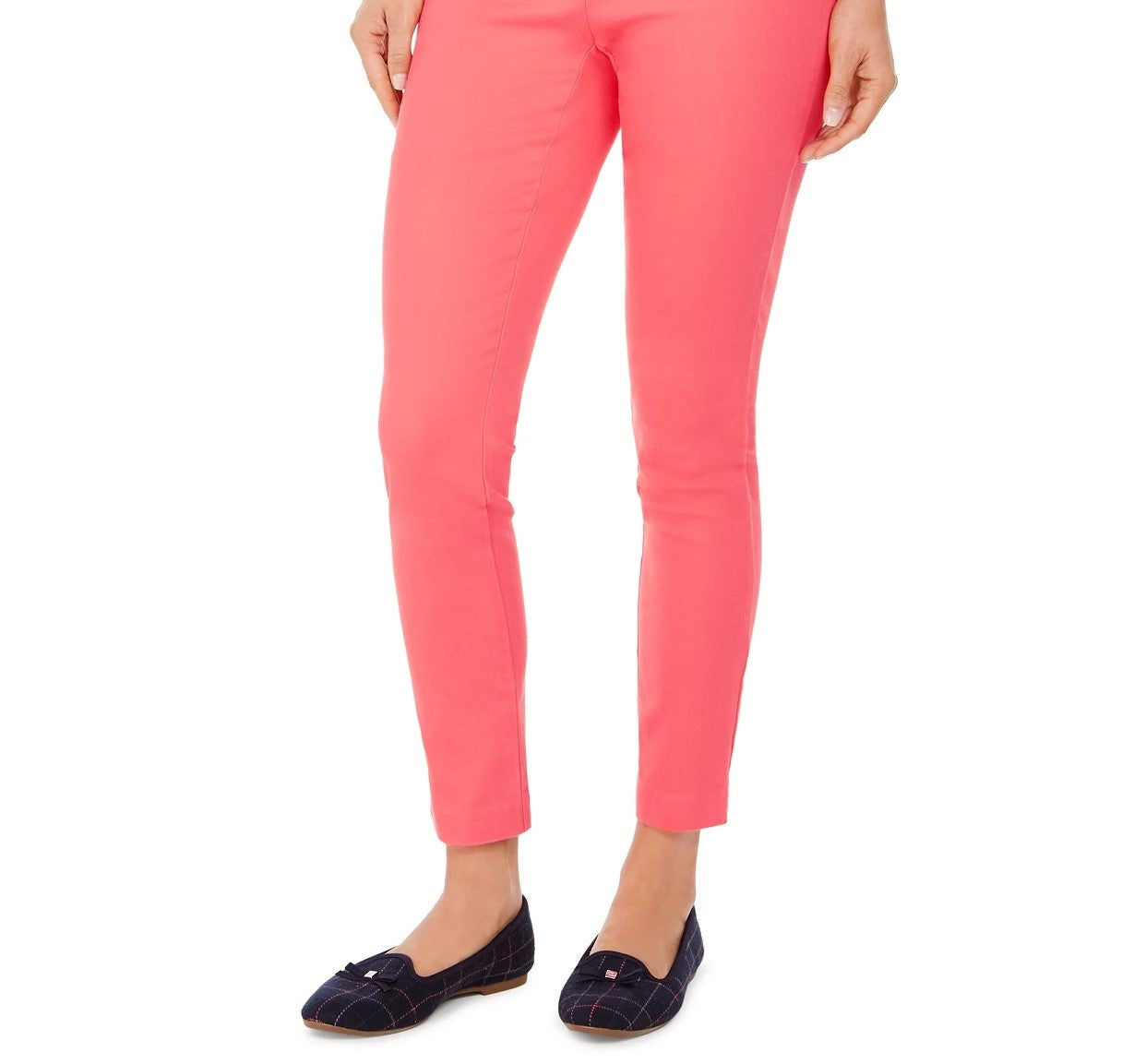 Charter Club Women's Chelsea Twill Tummy-Control Cropped Pants Red Size 18