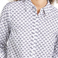 Charter Club Women's Linen Printed Textured Shirt  Blue Size Medium