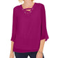 JM Collection Women's Lace Up Grommet Trim Top  Pink Size Small