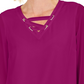JM Collection Women's Lace Up Grommet Trim Top  Pink Size Small