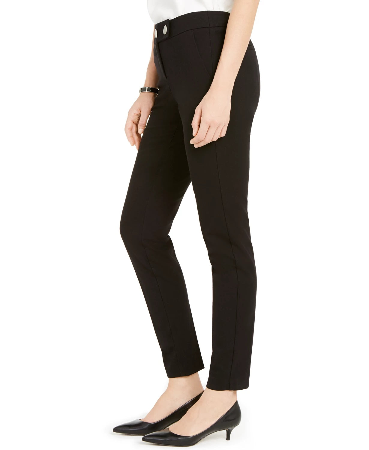 Alfani Women's Extended-Tab Skinny Pants Black Size 4 Petite