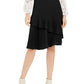 Alfani Women's Petite Tiered Ruffled Skirt Black Size 6 P