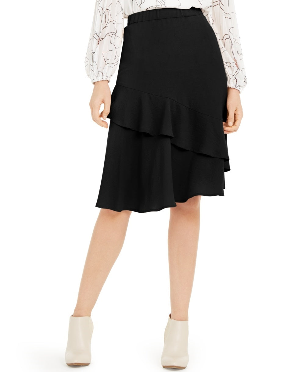 Alfani Women's Petite Tiered Ruffled Skirt Black Size 6 P