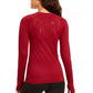 Ideology Women's Seamless Perforated Long Sleeve Top Red Size Small