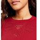 Ideology Women's Seamless Perforated Long Sleeve Top Red Size Small