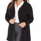 Alfani Women's Wide Ribbed Cardigan Sweater Black Size 1X