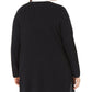Alfani Women's Wide Ribbed Cardigan Sweater Black Size 1X