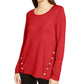 Alfani Women's Hardware Seamed Pullover Sweater Red Small
