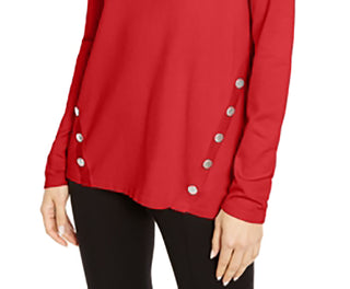 Alfani Women's Hardware Seamed Pullover Sweater Red Small