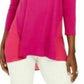 JM Collection Women's Mixed Media Studded Neck 3/4 Sleeve Top Pink Size Small