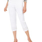 JM Collection Women's Embellished Hem Capri Pants  White Size Medium
