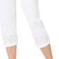 JM Collection Women's Embellished Hem Capri Pants  White Size Medium