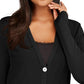 JM Collection Women's Ribbed Button Front Duster Cardigan Black Size X-Large