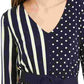 Alfani Women's Patterned 3/4 Sleeve V Neck Wear To Work Top Blue Size Medium