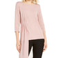 Alfani Women's Sheer Asymmetrical-Overlay Top  Dark Pink Size XX-Large
