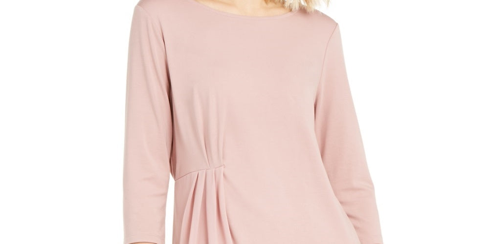 Alfani Women's Sheer Asymmetrical-Overlay Top  Dark Pink Size XX-Large