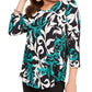 JM Collection Women's Printed Scoop-Neck Top Green Size Small