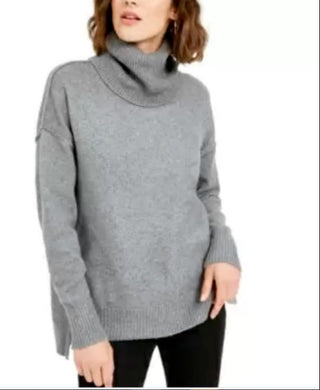 Bar III Women's Becca Tilley X Turtleneck High Low Sweater Charcoal Size Small