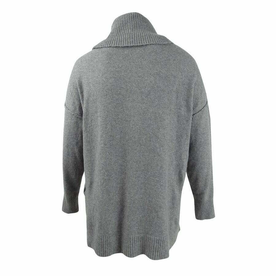 Bar III Women's Becca Tilley X Turtleneck High Low Sweater Charcoal Size Small